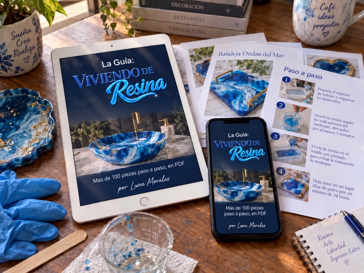 La Guía Viviendo de Resina abierta en el celular y en la tablet